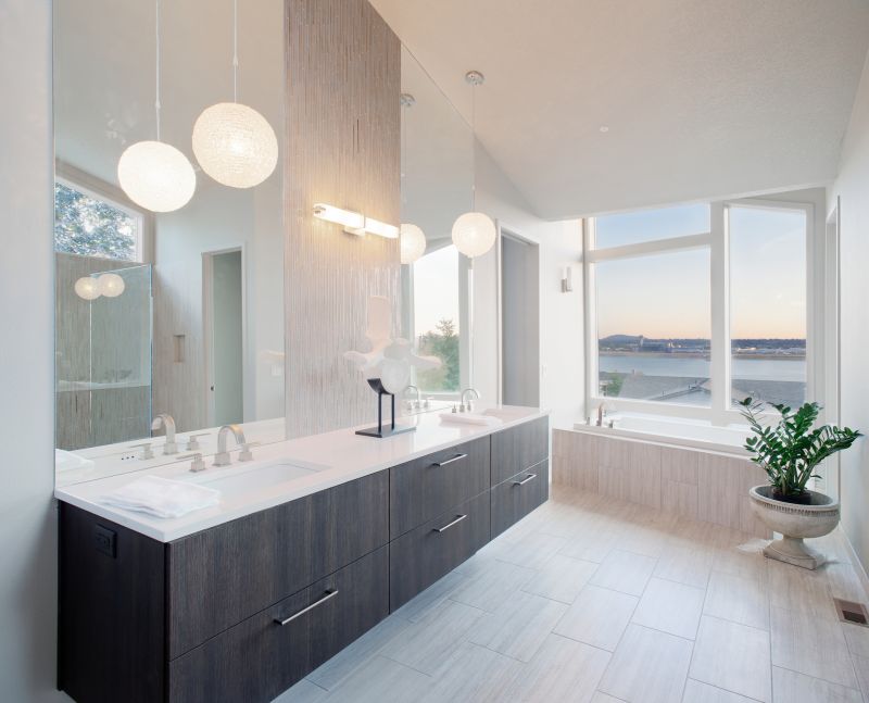 Contemporary Bathroom with Large Windows