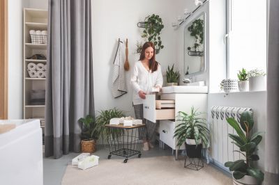 Minimalist bathroom storage solutions